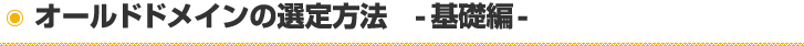 オールドドメインの選定方法-基礎編-