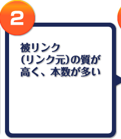 被リンク(リンク元)の質が高く、本数が多い